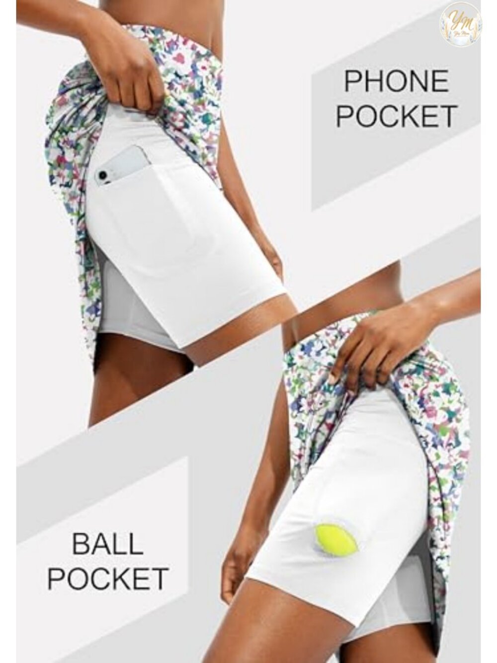Women's 20" Knee Length Skort UPF50+ Athletic Golf Tennis Skirt 5 Pockets - Picture 2 of 6